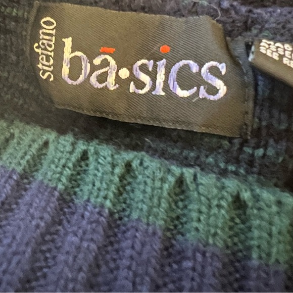 Stefano Basics Blue Green Plaid Sweater Acrylic Plaid 90s Y2K Vintage Size 1X/2X - Picture 2 of 9
